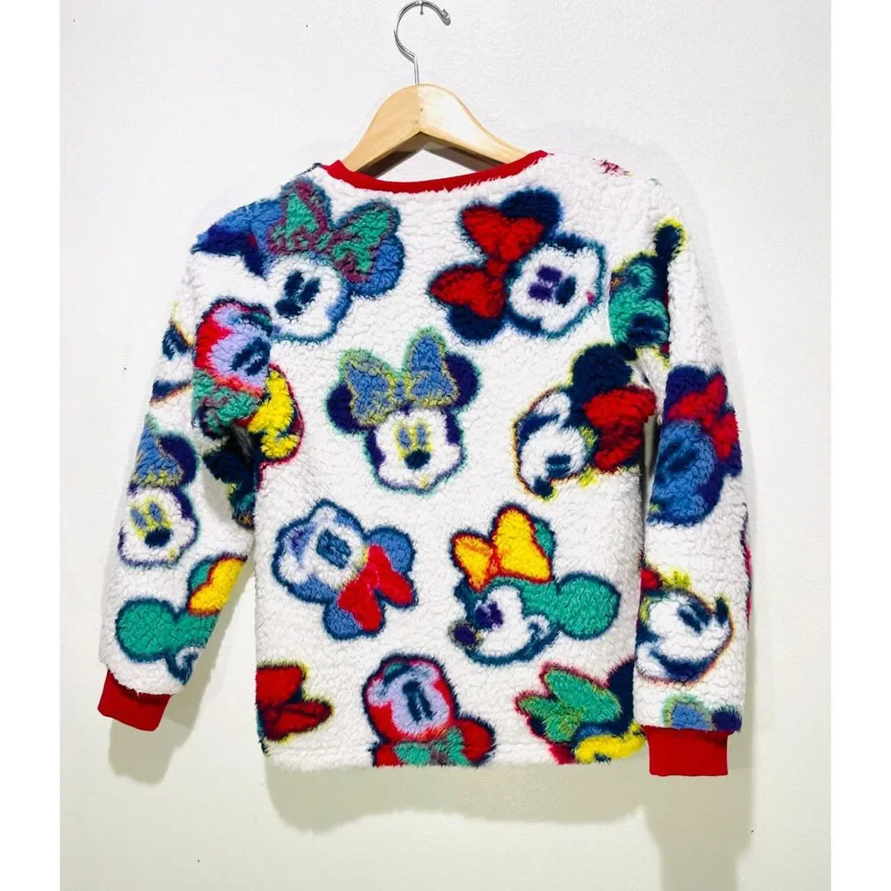 Disney Sweater Mickey Minnie mouse fun pile fleece colorful resort Kids girl L